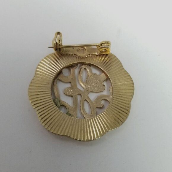 Vintage Gold Tone Monogram Initial Letter Brooch Personalized Lapel Pin, Estate - Picture 4 of 6